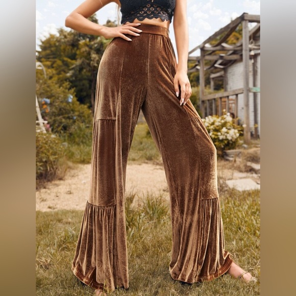 Luxe Velvet Wide Leg Palazzo Pants - Picture 5 of 8